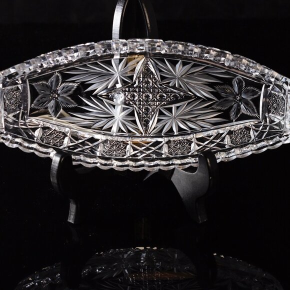 Antique American Brilliant Period Clark Co. Crystal Celery Dish | 19th Century - Picture 8 of 9